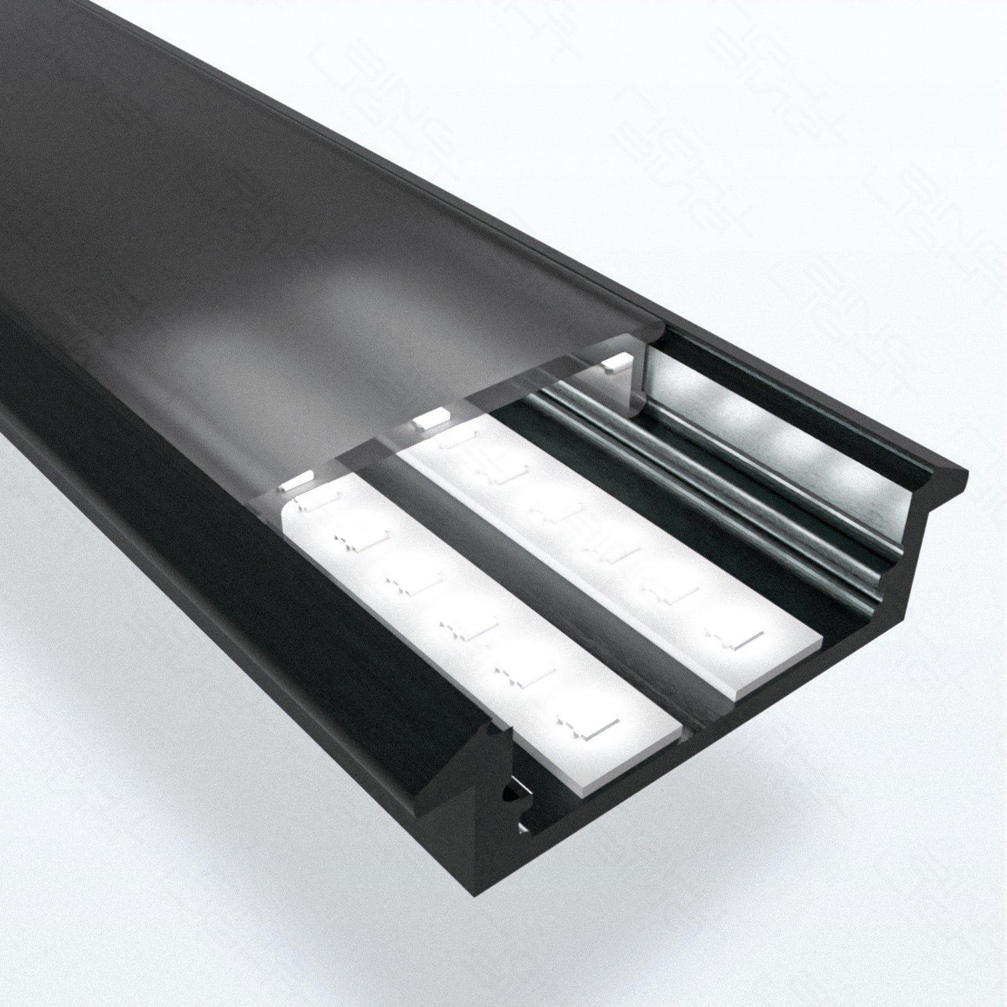 Black Wide Recessed Aluminium Channel 3010A-2BK